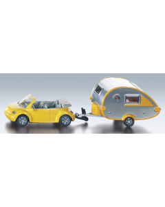 Siku Miniatuur VW Beetle met T@B caravan