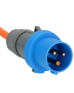 Camping CEE verlengkabel IP44 1,5 m, oranje, haakse koppeling, LED-spanningsindicator
