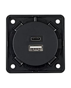 USB-laadcontactdoos 2x 230 V A+C antraciet