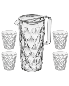 Karaf met 4 kopjes Kan van 1,6 l met 4 kopjes 250 ml CRYSTAL