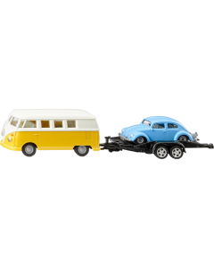Modelbus VW T1 met aanhanger en VW Kever