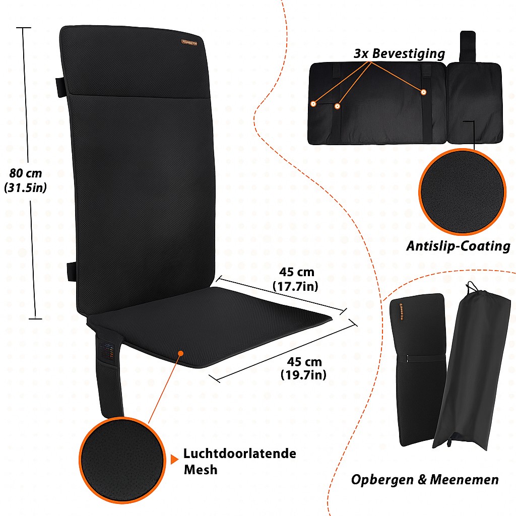 Warmtekussen in gebruik op diverse zitplekken